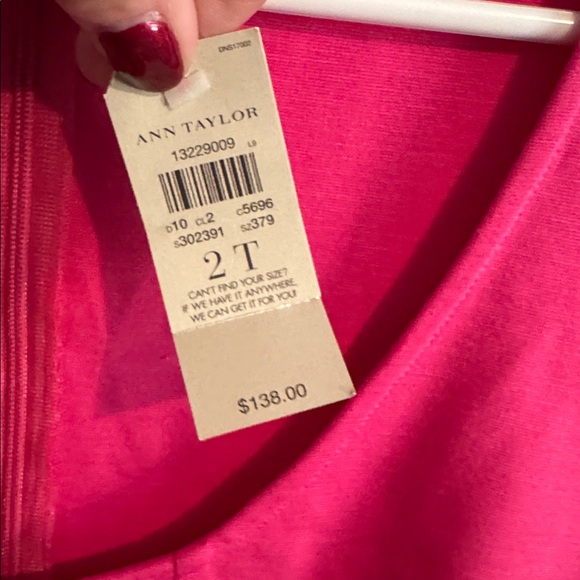 NEW Ann Taylor Size 2 Tall Hot Pink Laser Cut Sheath Midi Dress Business $138 - Picture 5 of 10